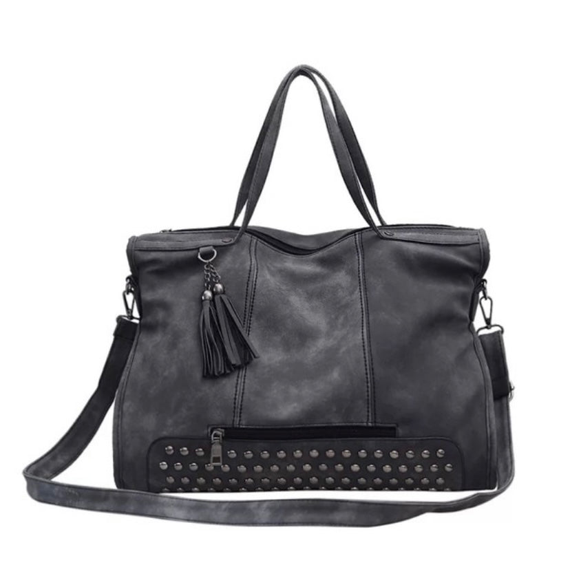 “The Josey” Charcoal, Rivet Purse