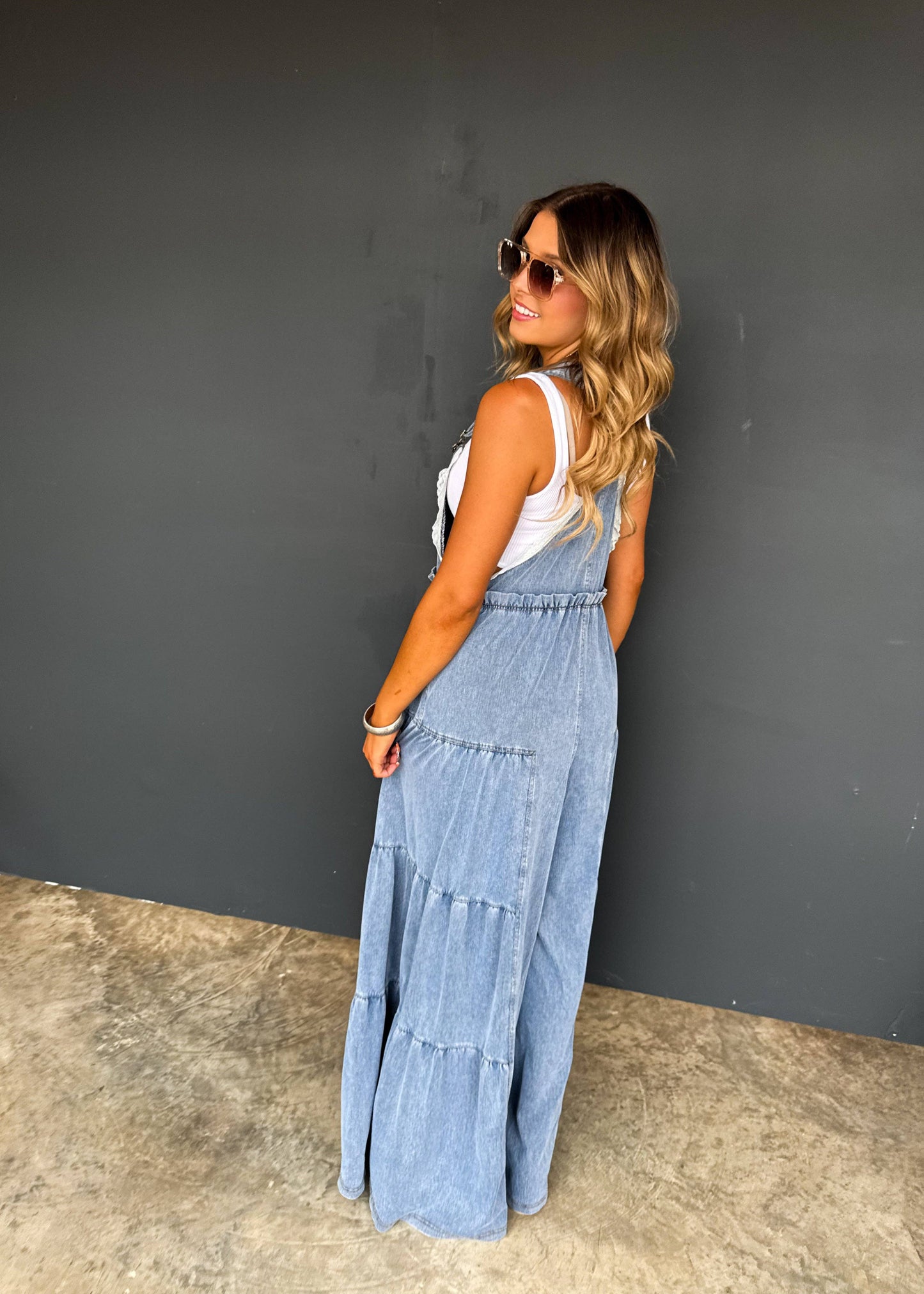 BOHO & LACE DENIM OVERALLS: S/M