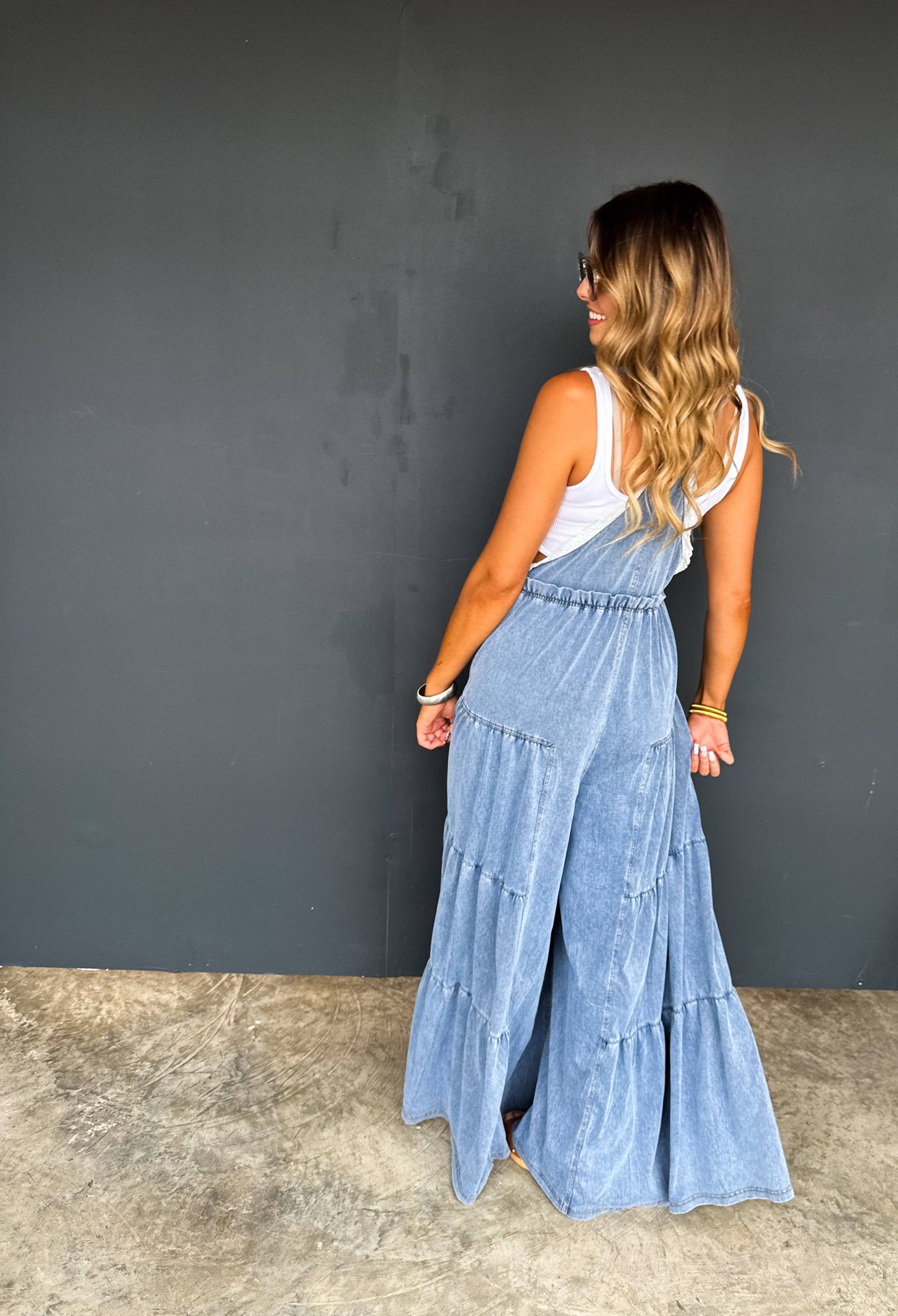BOHO & LACE DENIM OVERALLS: L/XL